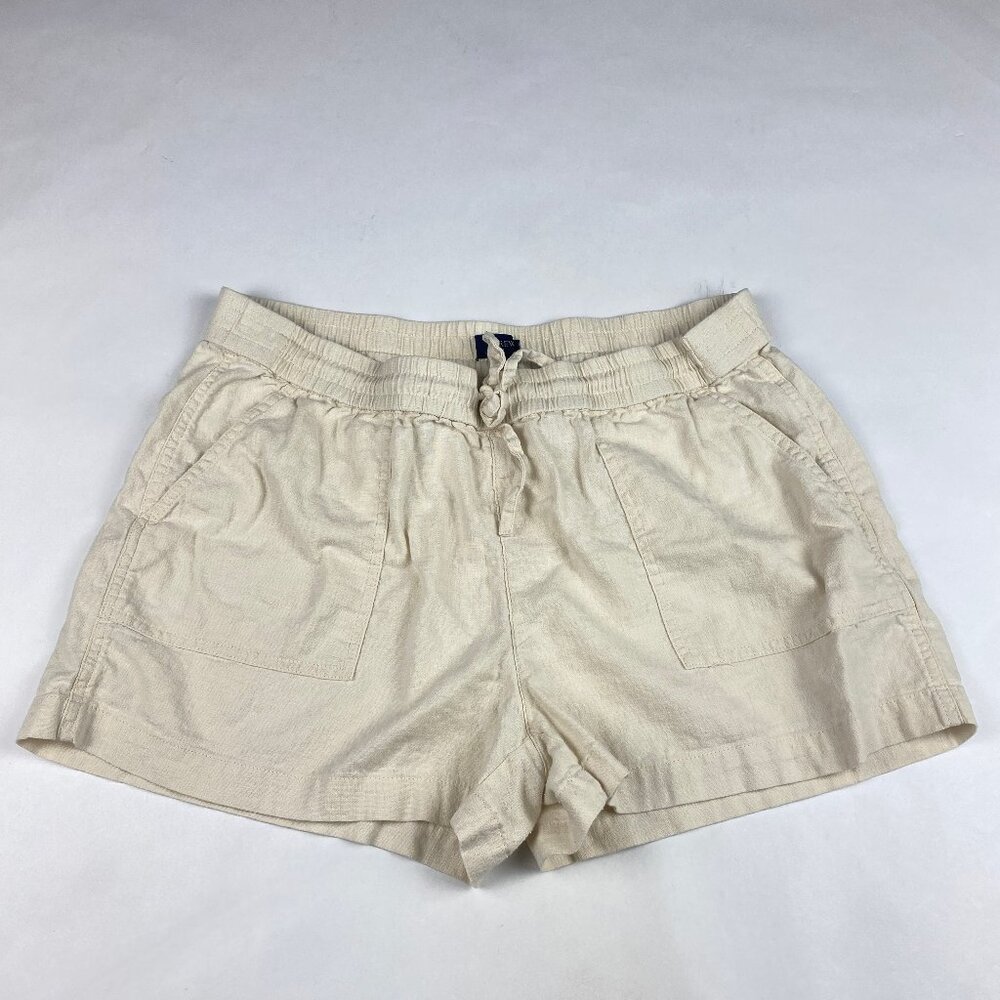 J. Crew Factory Linen Blend Drawstring Shorts Women's Size M Cream
